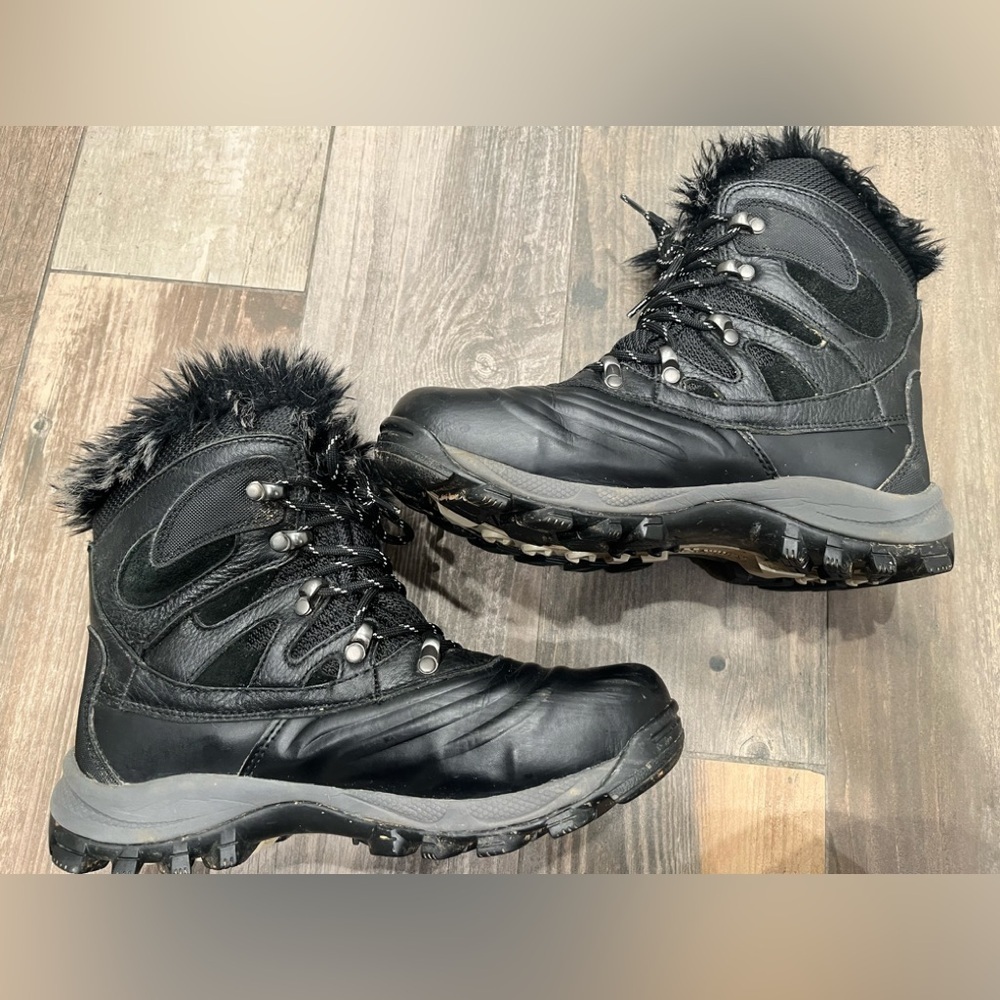 Kamik Revel G Gore Tex Insulated Leather Fur Trim hiking Snow Boots Black Size 8